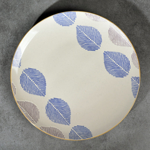 House of Eden Patterned Leaf Dinner Plate 11 Inch - Serving plate, lunch plate, ceramic dinner plates| Plates for dining table & home decor