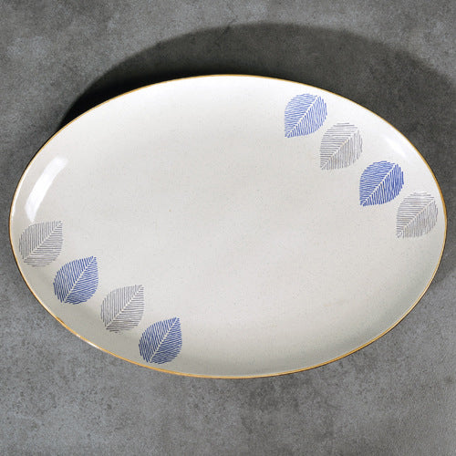 House of Eden Four Leaf Long Plate 14 Inch - Ceramic platter, serving platter, fruit platter | Plates for dining table & home decor