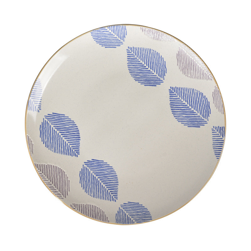 House of Eden Patterned Leaf Dinner Plate 11 Inch - Serving plate, lunch plate, ceramic dinner plates| Plates for dining table & home decor