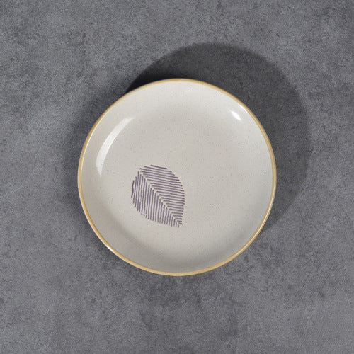 House of Eden Patterned Grey Leaf Plate 6 Inch - Serving plate, small plate, snacks plates | Plates for dining table & home decor