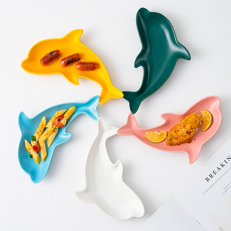 Trendy Teal Dolphin Snack Plate 8 Inch - Serving plate, snack plate, dessert plate | Plates for dining & home decor