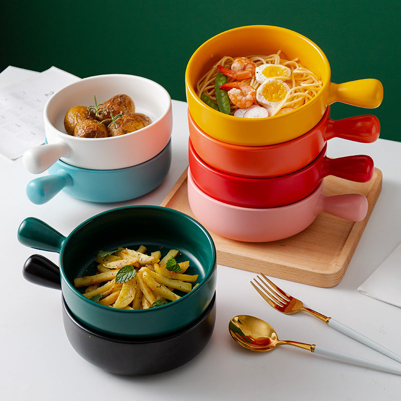 Teal Tantrum Bowl With Handle - Ceramic bowl, salad bowls, snack bowls, bowl with handle, oven bowl | Bowls for dining table & home decor