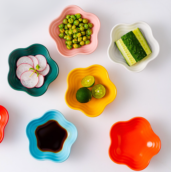 Orange Sherbet Floral Dip Bowl - Bowl, ceramic bowl, dip bowls, chutney bowl, dip bowls ceramic | Bowls for dining table & home decor 