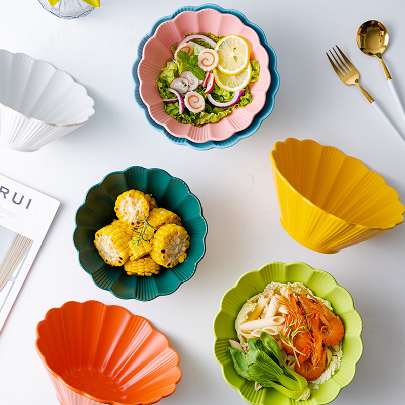 Snow White Fluted Ramen Bowl 600 ml - Soup bowl, ceramic bowl, ramen bowl, serving bowls, salad bowls, noodle bowl | Bowls for dining table & home decor