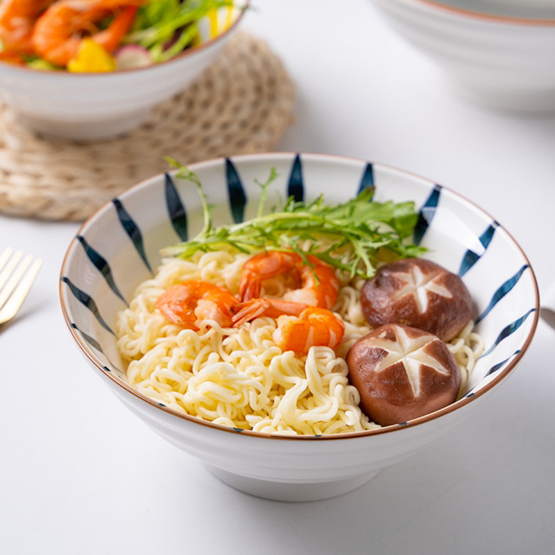 Teardrop Textured Ramen Bowl Blue 550 ml - Soup bowl, ceramic bowl, ramen bowl, serving bowls, salad bowls, noodle bowl | Bowls for dining table & home decor