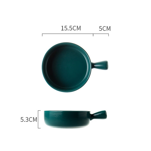 Teal Tantrum Bowl With Handle - Ceramic bowl, salad bowls, snack bowls, bowl with handle, oven bowl | Bowls for dining table & home decor