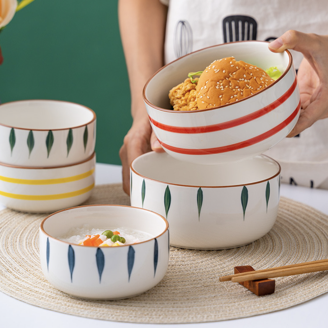 Teardrop Ceramic Soup Bowl Blue