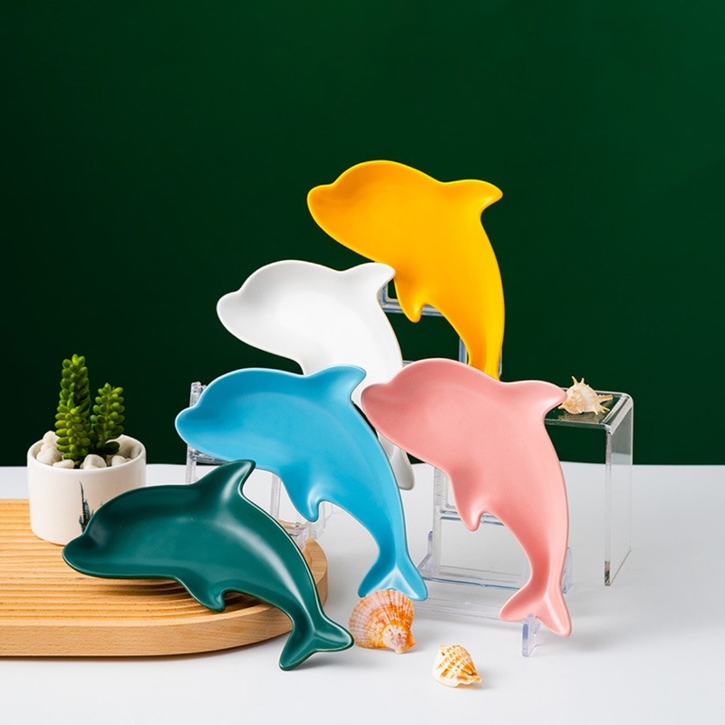 Trendy Teal Dolphin Snack Plate 8 Inch - Serving plate, snack plate, dessert plate | Plates for dining & home decor