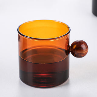 Glass Mug Amber With Knob Handle Small