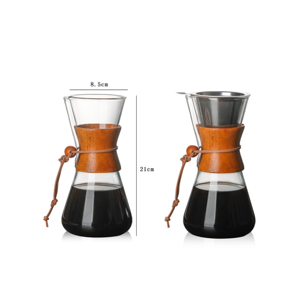 Pour Over Drip Coffee Maker With Wooden Collar