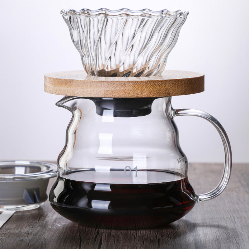 Glass Coffee Server With Lid Medium - Glass pot, glass teapot, pot with lid | Glass pot for Dining table & Home Decor