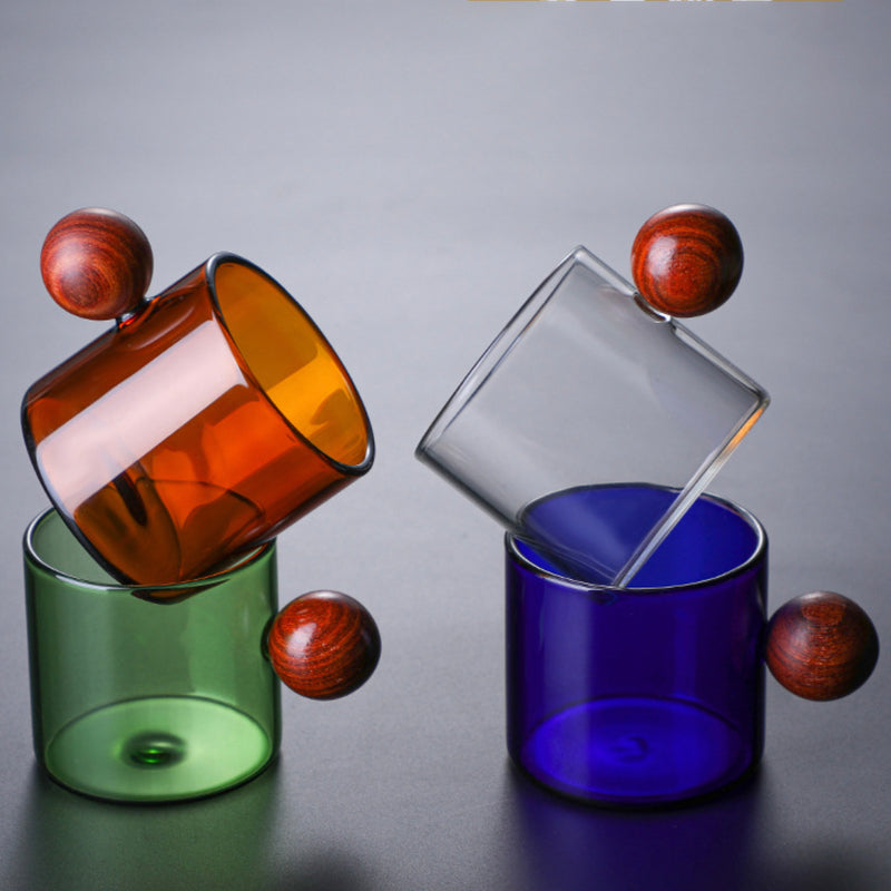 Glass Mug Amber With Knob Handle Small- Tea cup, coffee cup, cup for tea | Cups and Mugs for Office Table & Home Decoration