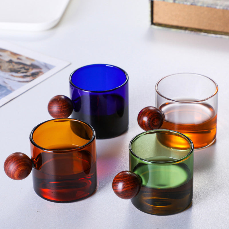 Glass Mug Blue With Knob Handle Small- Tea cup, coffee cup, cup for tea | Cups and Mugs for Office Table & Home Decoration