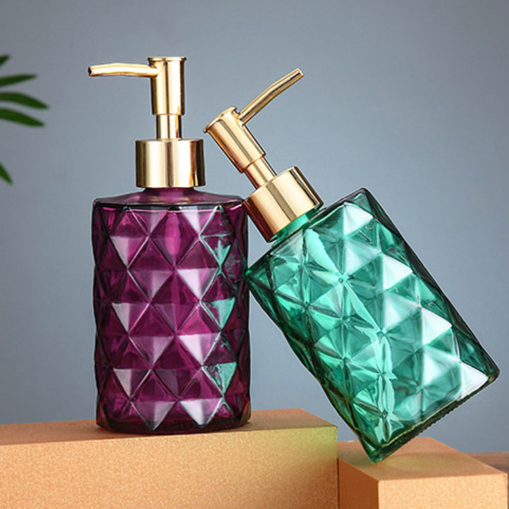 Lea Green Textured Glass Dispenser With Nozzle