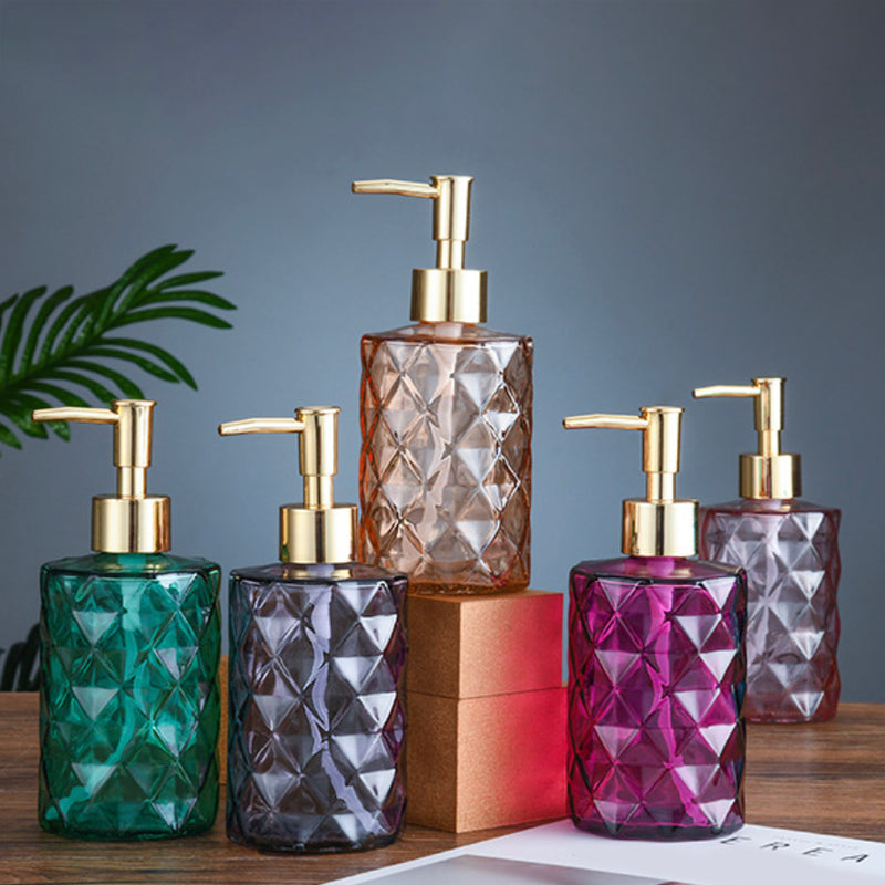 Caramel Amber Textured Glass Dispenser with Nozzle