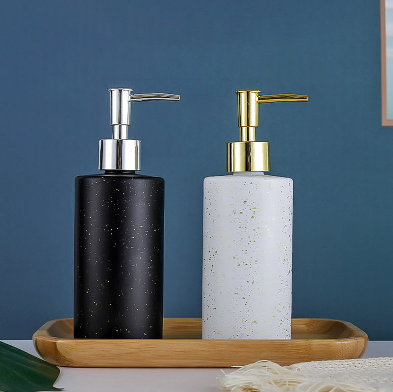 Chimera White and Gold Ceramic Dispenser With Nozzle