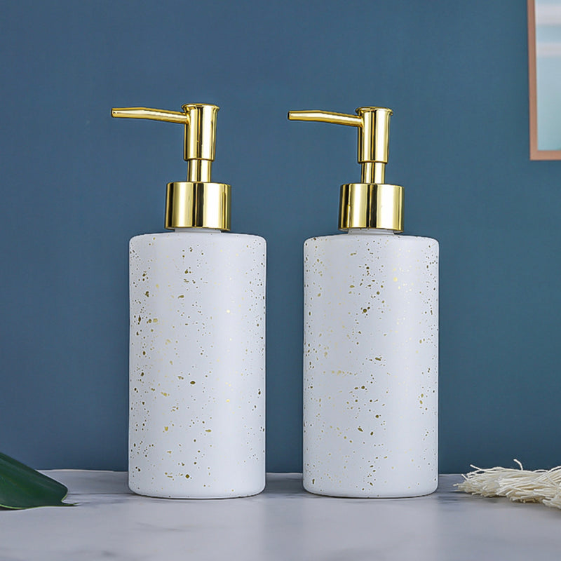 Chimera White and Gold Ceramic Dispenser With Nozzle