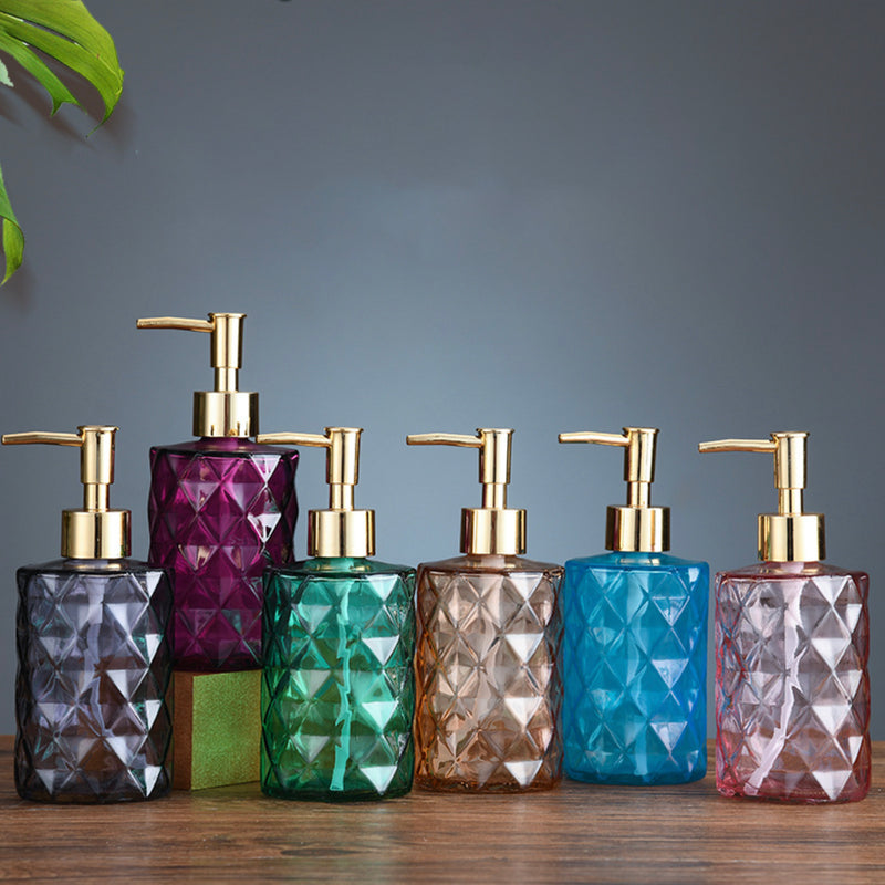 Ocean Blue Textured Glass Dispenser With Nozzle