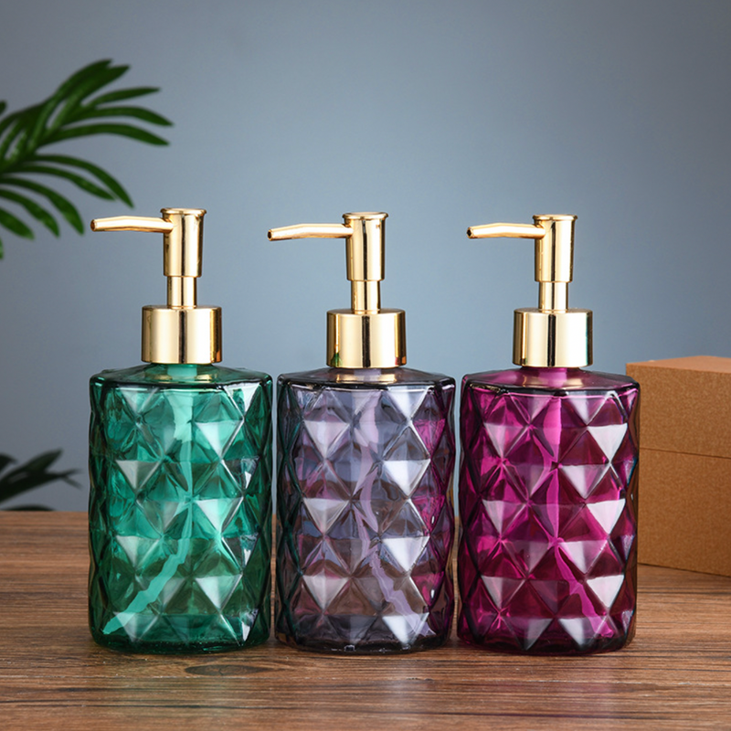 Lea Green Textured Glass Dispenser With Nozzle