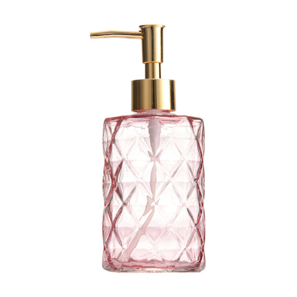 Regal Pink Textured Glass Dispenser With Nozzle