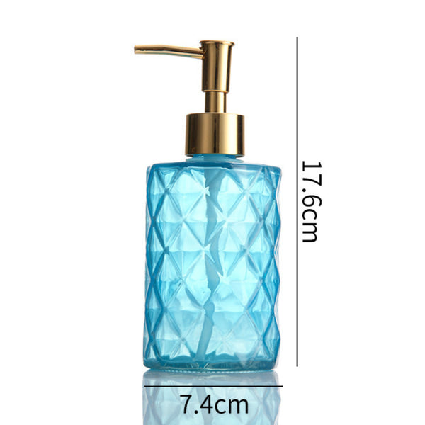 Ocean Blue Textured Glass Dispenser With Nozzle