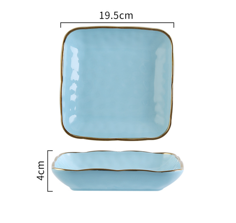 Blue Jay Square Snack Plate 8 Inch - Serving plate, snack plate, dessert plate | Plates for dining & home decor