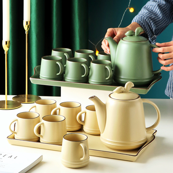 Crème De La Crème Ceramic Teaware Set Of 6 - Tea set, teacup set, cup set with kettle | Tea set for Dining table & Home decor
