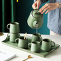 Fern Green Ceramic Teaware Set Of 6 - Tea cup set, tea set, teapot set | Tea set for Dining Table & Home Decor