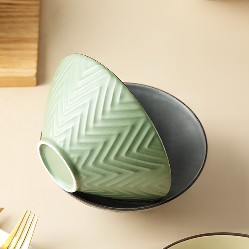 Fern Green Ramen Bowl 800 ml - Soup bowl, ceramic bowl, ramen bowl, serving bowls, salad bowls, noodle bowl | Bowls for dining table & home decor