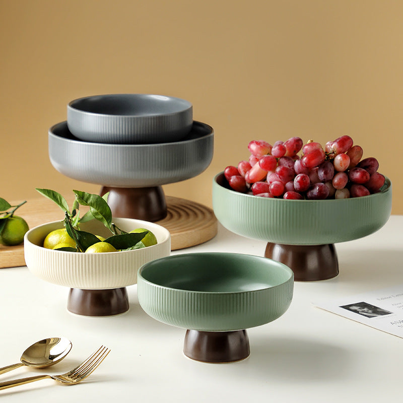 Asphalt Grey Fruit Pedestal Bowl Small - Bowl, ceramic bowl, serving bowls, bowl for snacks, large serving bowl, fruit bowl | Bowls for dining table & home decor