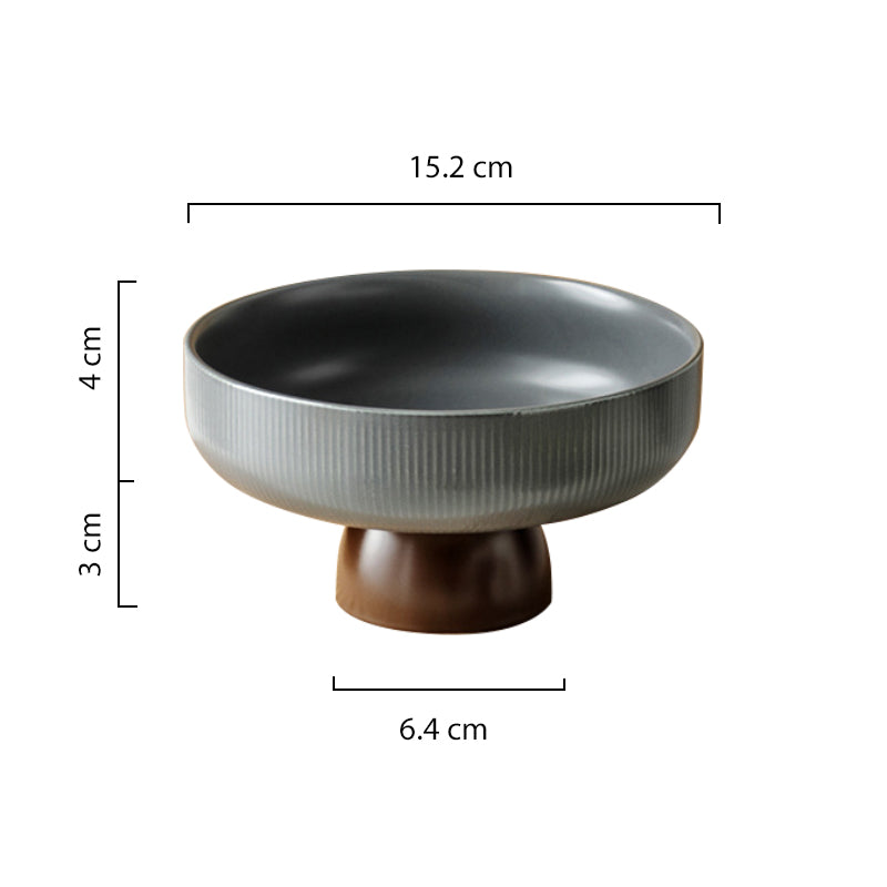 Asphalt Grey Fruit Pedestal Bowl Small - Bowl, ceramic bowl, serving bowls, bowl for snacks, large serving bowl, fruit bowl | Bowls for dining table & home decor
