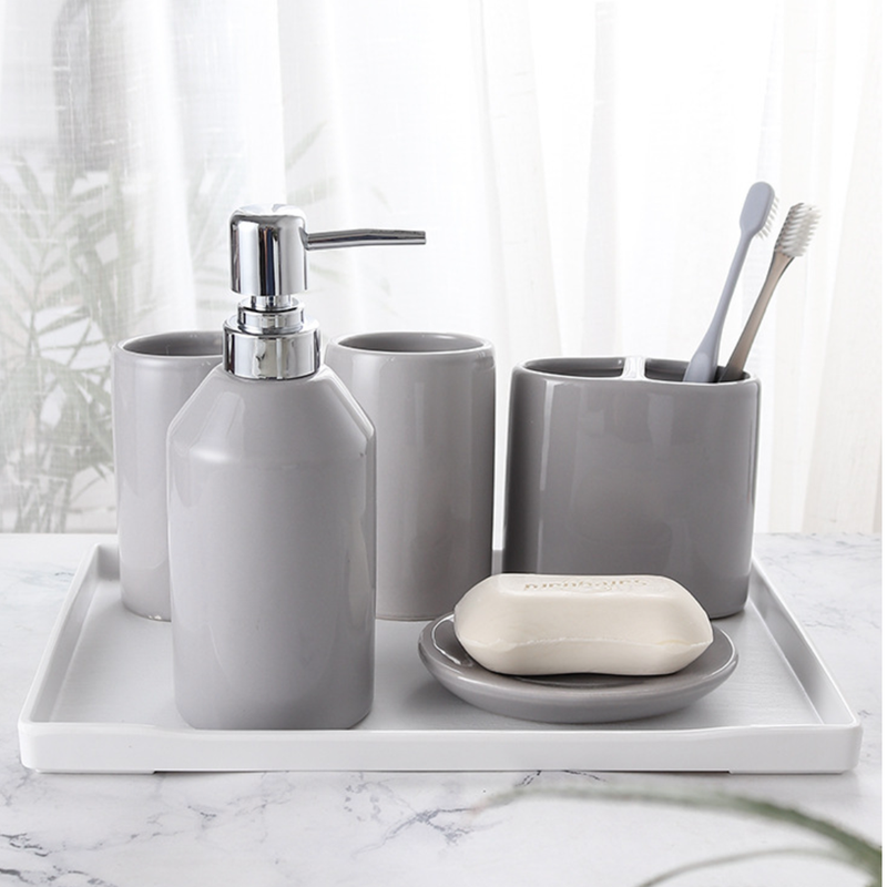 Bathroom Set of 5 Grey