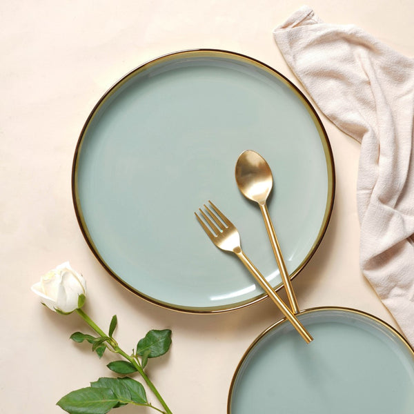 VERA Green Dinner Plate - Serving plate, snack plate, ceramic dinner plates| Plates for dining table & home decor