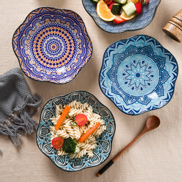 Mandala Serving Bowl Set of 2 - Bowl, ceramic bowl, serving bowls, noodle bowl, salad bowls, bowl for snacks, large serving bowl | Bowls for dining table & home decor