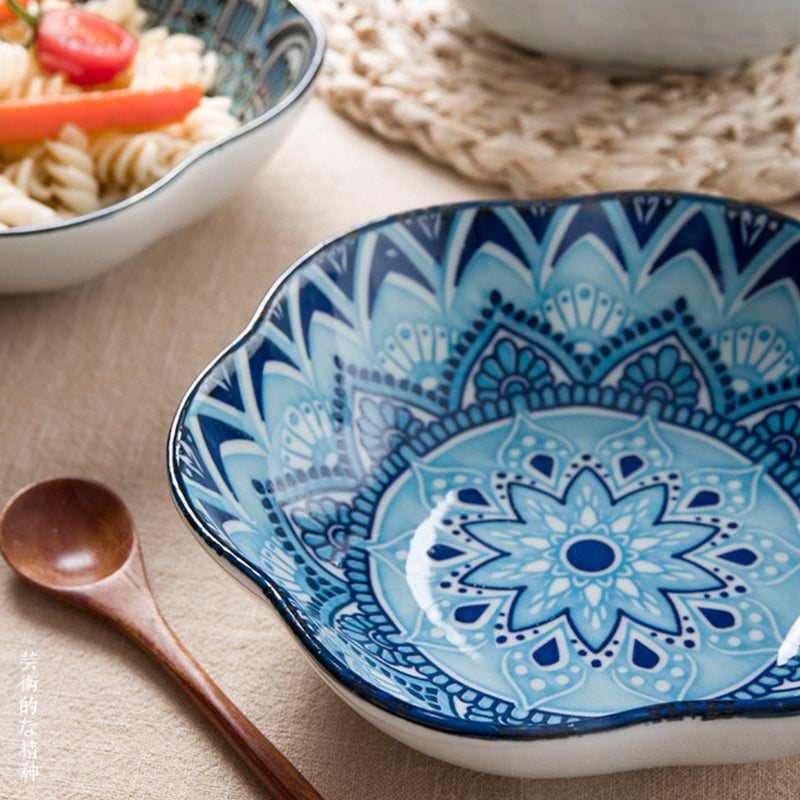 Mandala Serving Bowl Set of 2 - Bowl, ceramic bowl, serving bowls, noodle bowl, salad bowls, bowl for snacks, large serving bowl | Bowls for dining table & home decor
