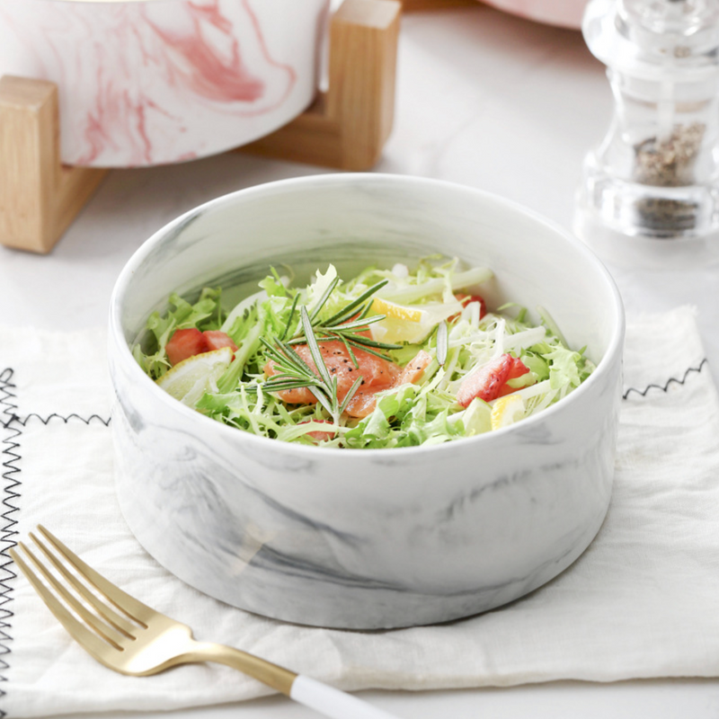 Marble Bowl with Stand - Bowl, ceramic bowl, serving bowls, noodle bowl, salad bowls, bowl for snacks, snack bowl sets | Bowls for dining table & home decor