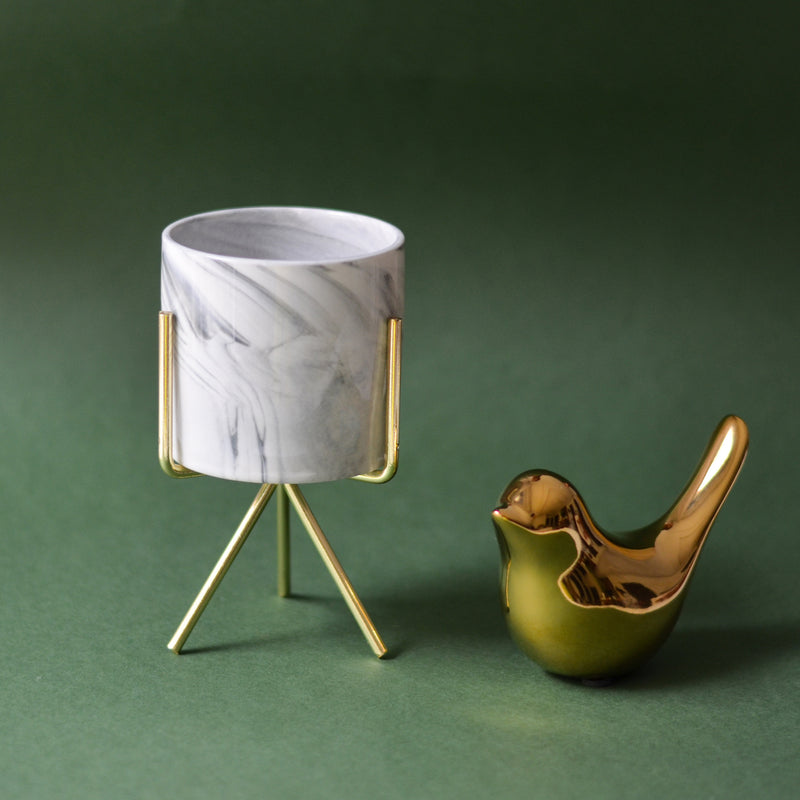 Marble Planter With Stand - Plant pot and plant stands | Room decor items