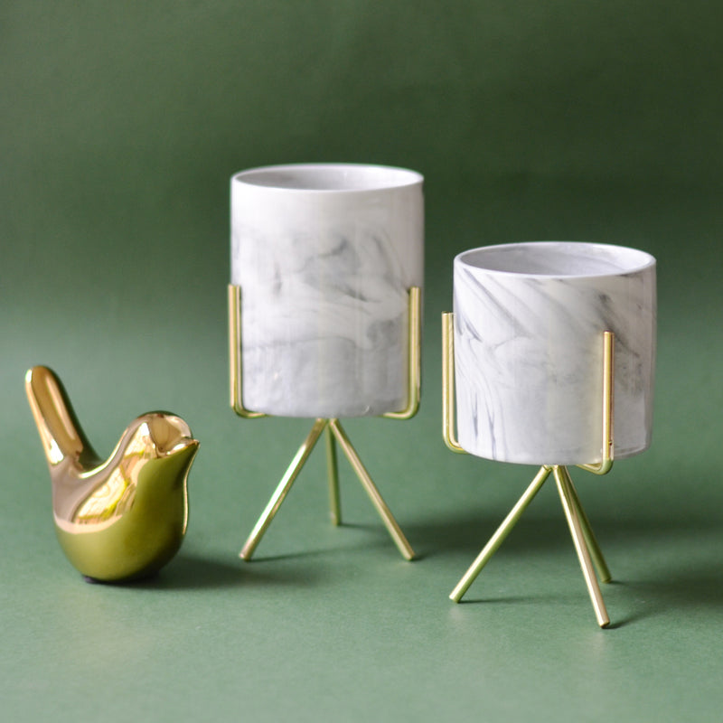 Marble Planter With Stand - Plant pot and plant stands | Room decor items