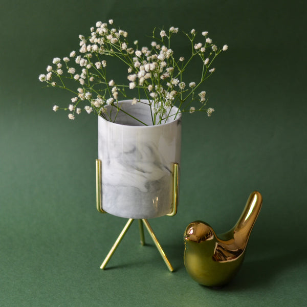 Marble Planter With Stand - Plant pot and plant stands | Room decor items