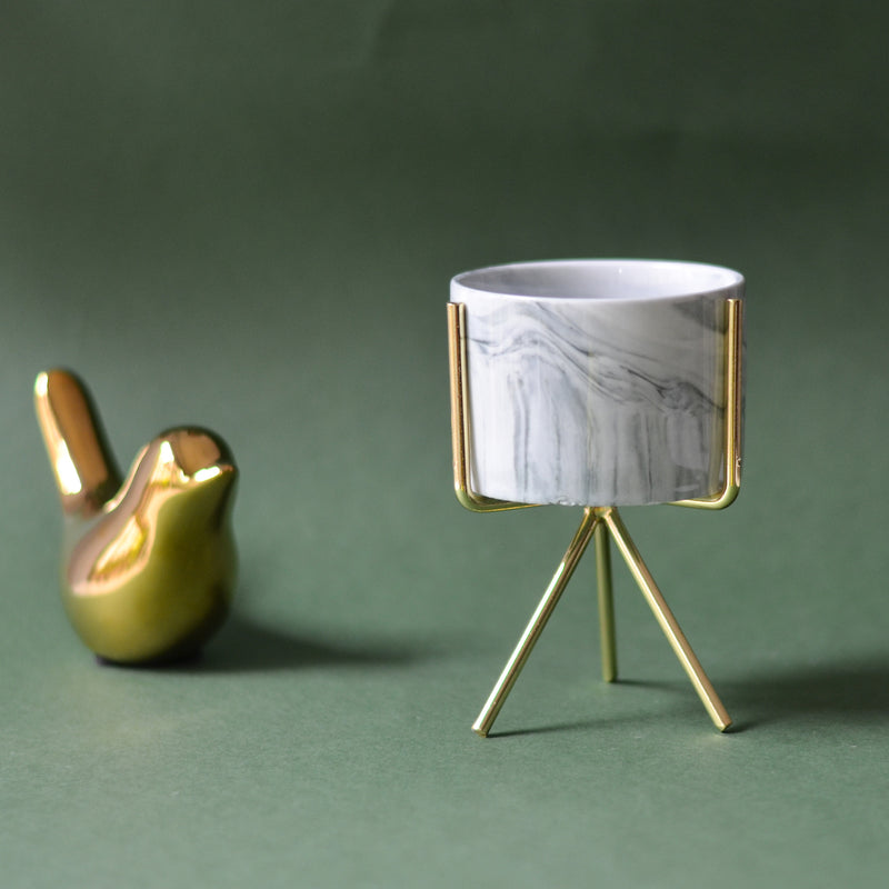 Marble Planter With Stand - Plant pot and plant stands | Room decor items