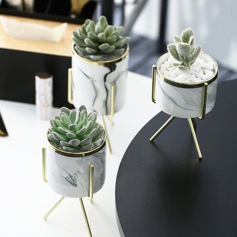 Marble Planter With Stand (M) - Plant pot and plant stands | Room decor items