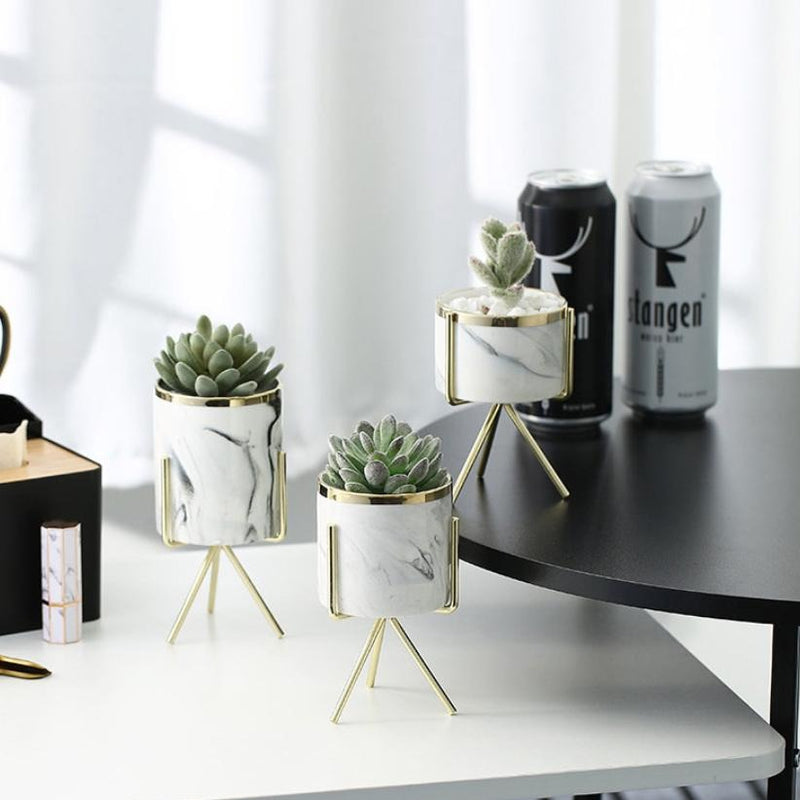 Marble Planter With Stand (M) - Plant pot and plant stands | Room decor items