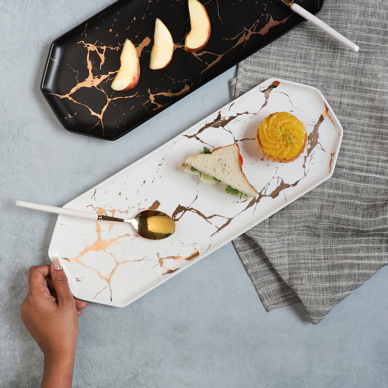 Marble Hexagon Platter - Ceramic platter, serving platter, fruit platter | Plates for dining table & home decor