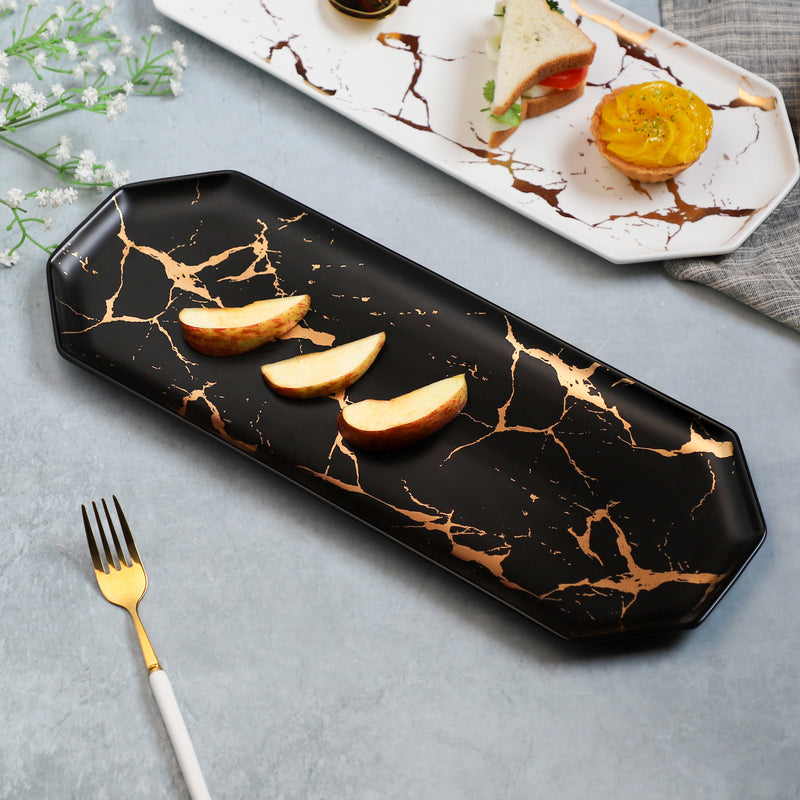 Marble Hexagon Platter - Ceramic platter, serving platter, fruit platter | Plates for dining table & home decor