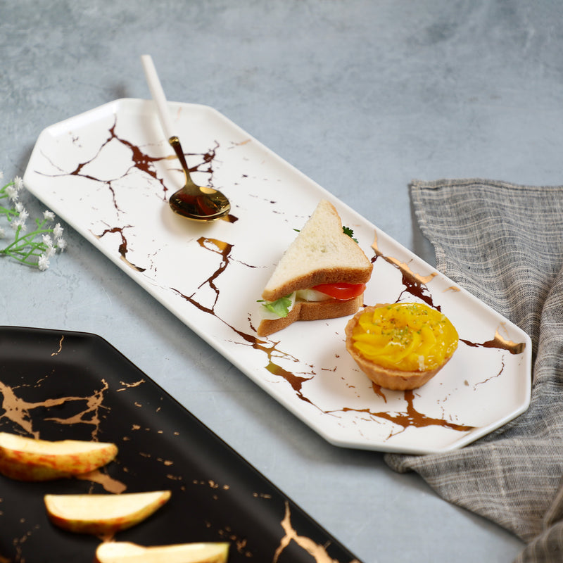 Marble Hexagon Platter - Ceramic platter, serving platter, fruit platter | Plates for dining table & home decor