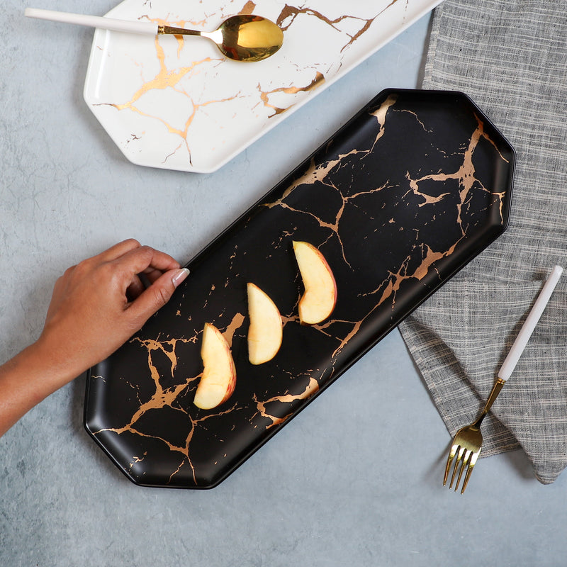 Marble Hexagon Platter - Ceramic platter, serving platter, fruit platter | Plates for dining table & home decor
