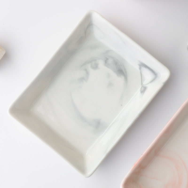 Marble Serving Platter Grey Small 5 Inch - Serving platter for snacks, rectangular platter, appetizer platter, small platter