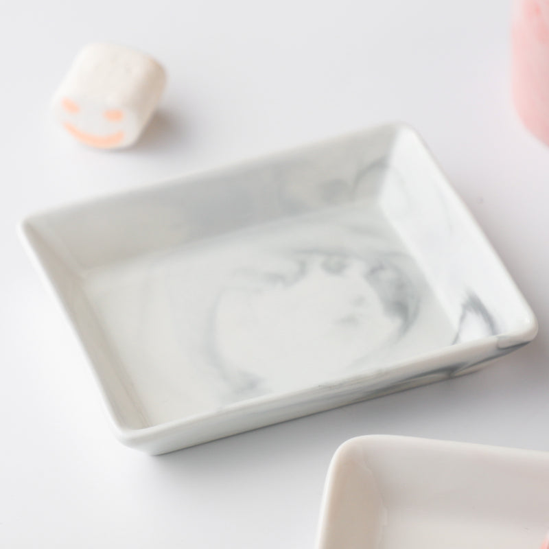 Marble Serving Platter Grey Small 5 Inch - Serving platter for snacks, rectangular platter, appetizer platter, small platter