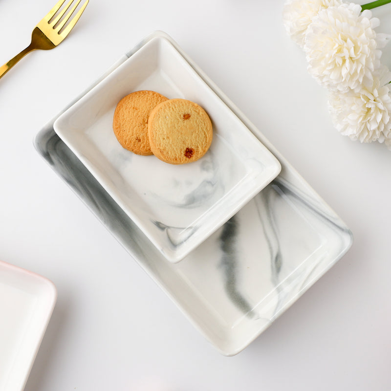 Marble Serving Platter Grey Small 5 Inch - Serving platter for snacks, rectangular platter, appetizer platter, small platter