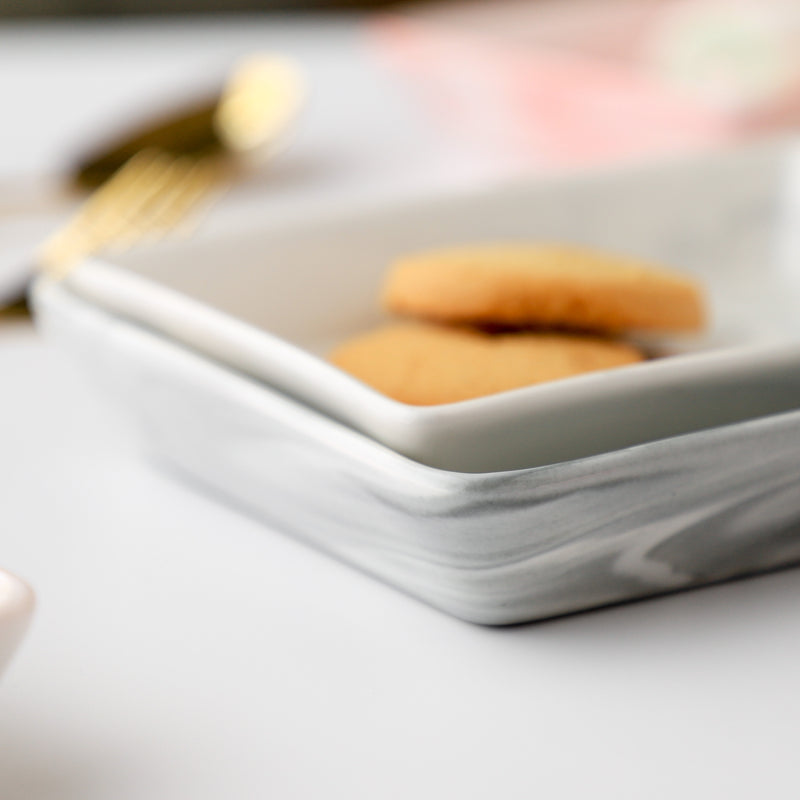 Marble Serving Platter Grey Small 5 Inch - Serving platter for snacks, rectangular platter, appetizer platter, small platter